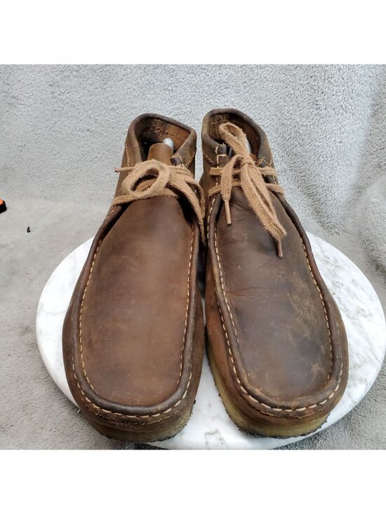 Clarks Shoes Mens SIze 10 Wallabee Brown Leather Chukka Boots *Read* main image 4
